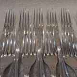 12 silver-plated table forks by Christofle Rubans