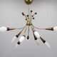 Lustre Rupert Nikoll en laiton et verre opalin teck des années 1960, Autriche
