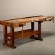 Vintage Wooden Industrial Rustic Carpenter’s Workbench with Two Vises