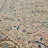 Handmade oriental unique 1980s 291 cm x 384 cm beige wool carpet