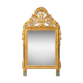 Miroir de mariage Louis XVI avec fronton à harpe