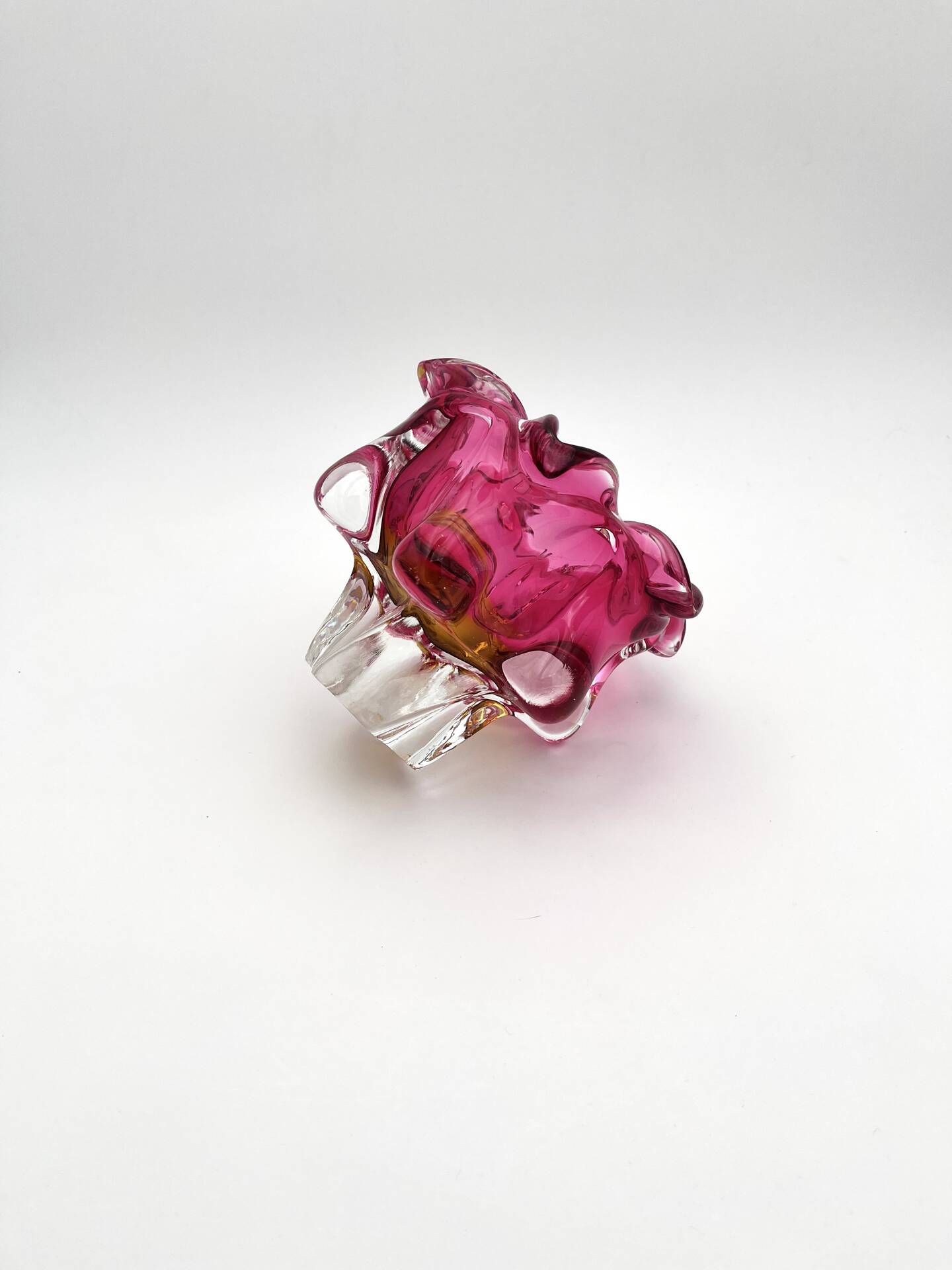 Bowl Ashtray Josef Hospodka Chribska Sommerso Rose 14cm 1.78kg