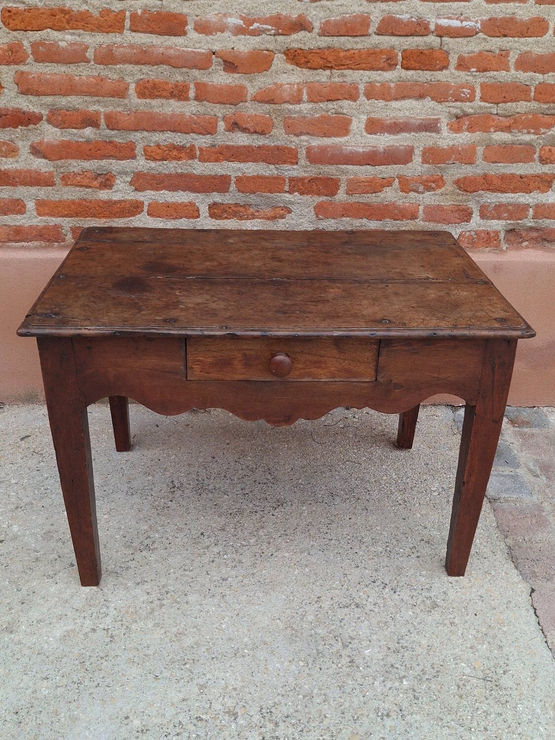 rustic Louis XV coffee table solid walnut 18th century