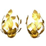 Pair of mourning sconces in gilded sheet metal