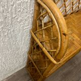 Vintage wicker rattan bookcase shelf