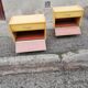 Paire de chevets vintage bois clair pieds compas