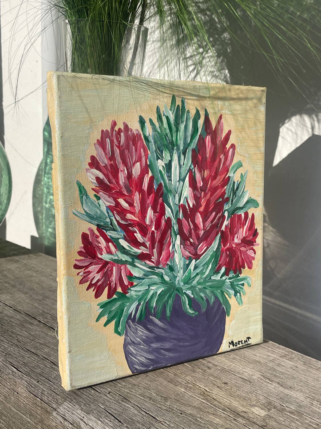 Tableau peinture bouquet de fleurs huile sur toile 