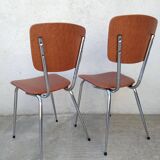 Set of 2 kitchen chairs in imitation leather from the 60s and 70s