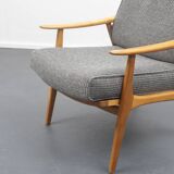 1950s armchair in restored cherry wood, two available
