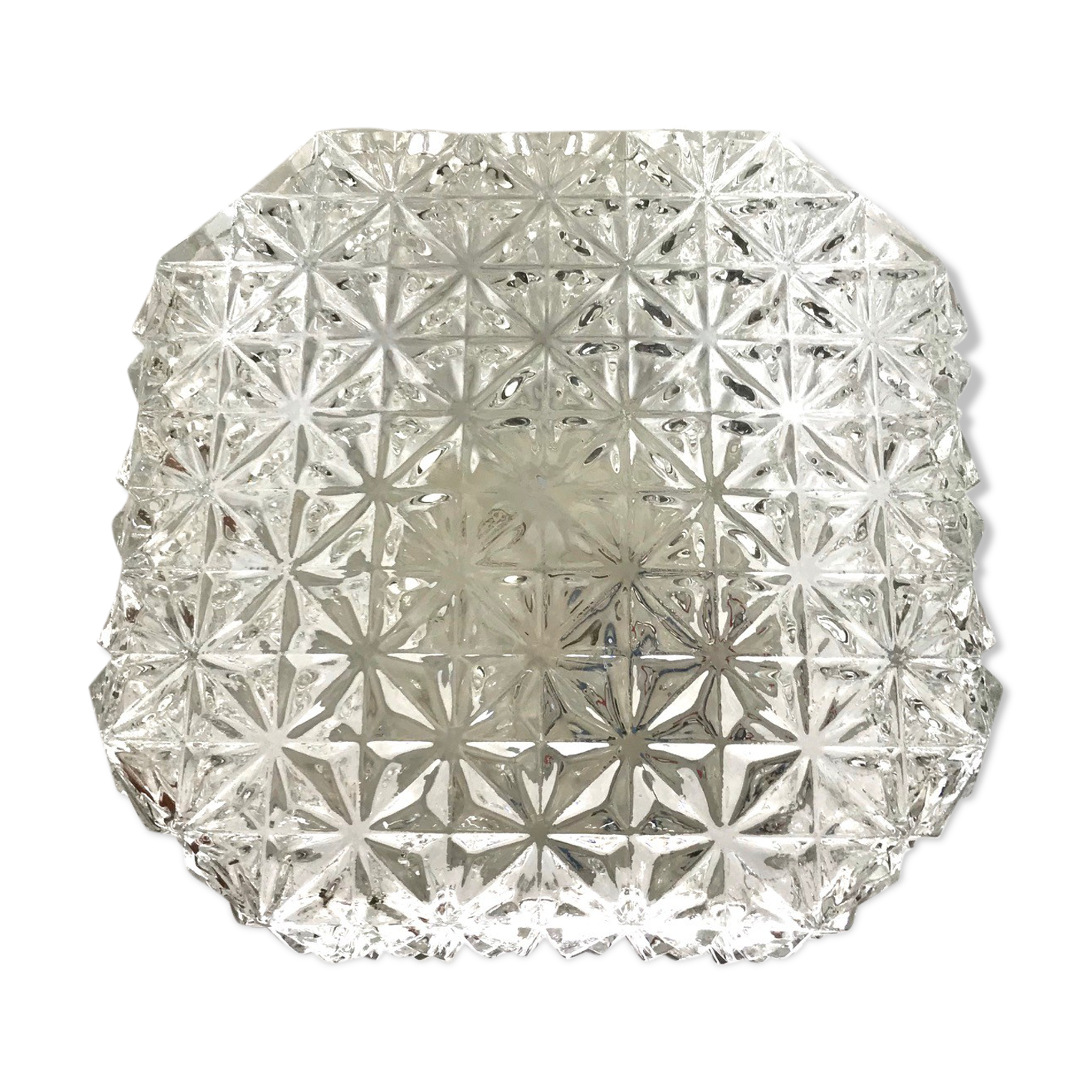 Square ceiling light in chiseled glass