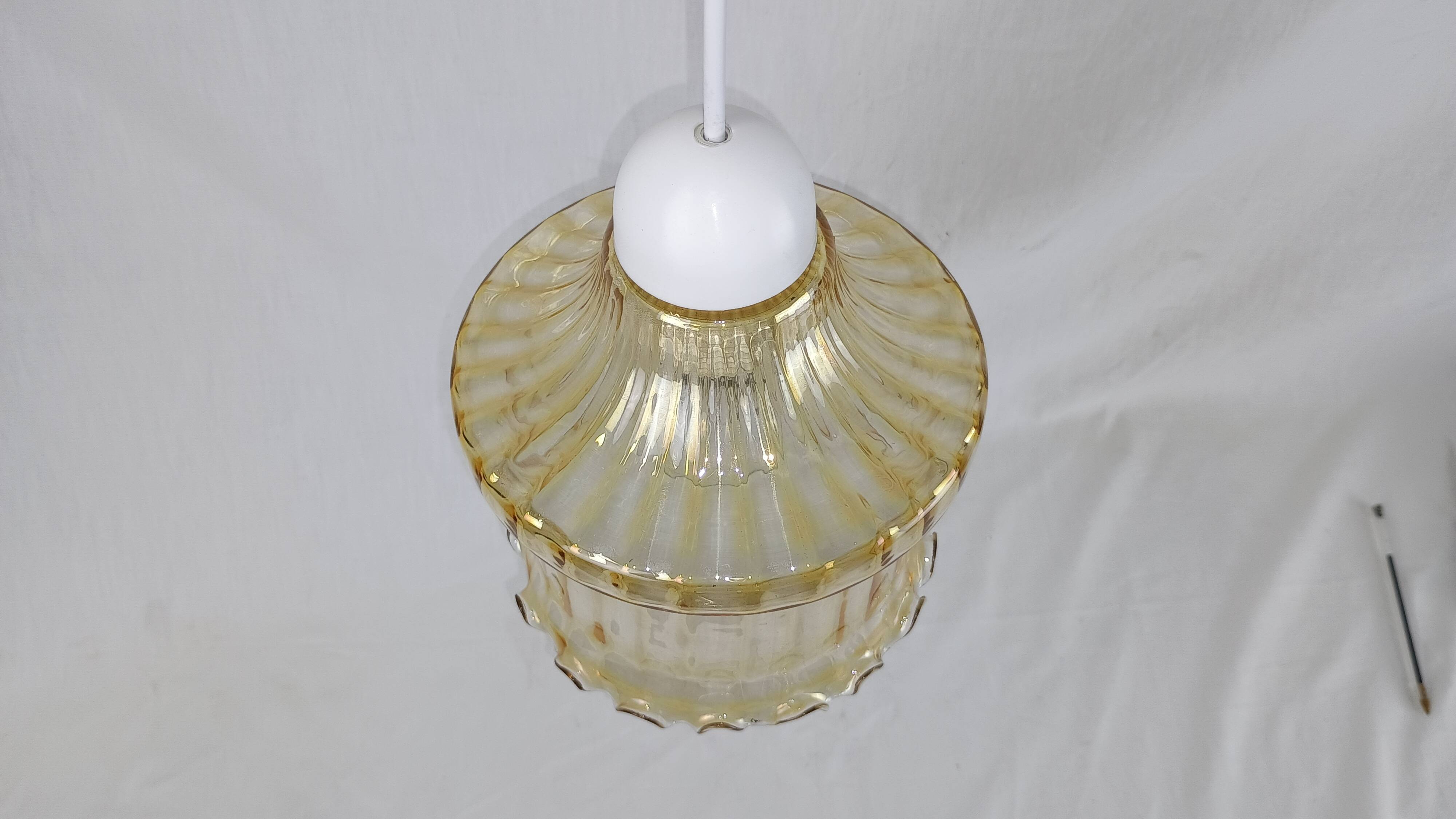 Venini Vintage Murano Glass Amber Pendant Light