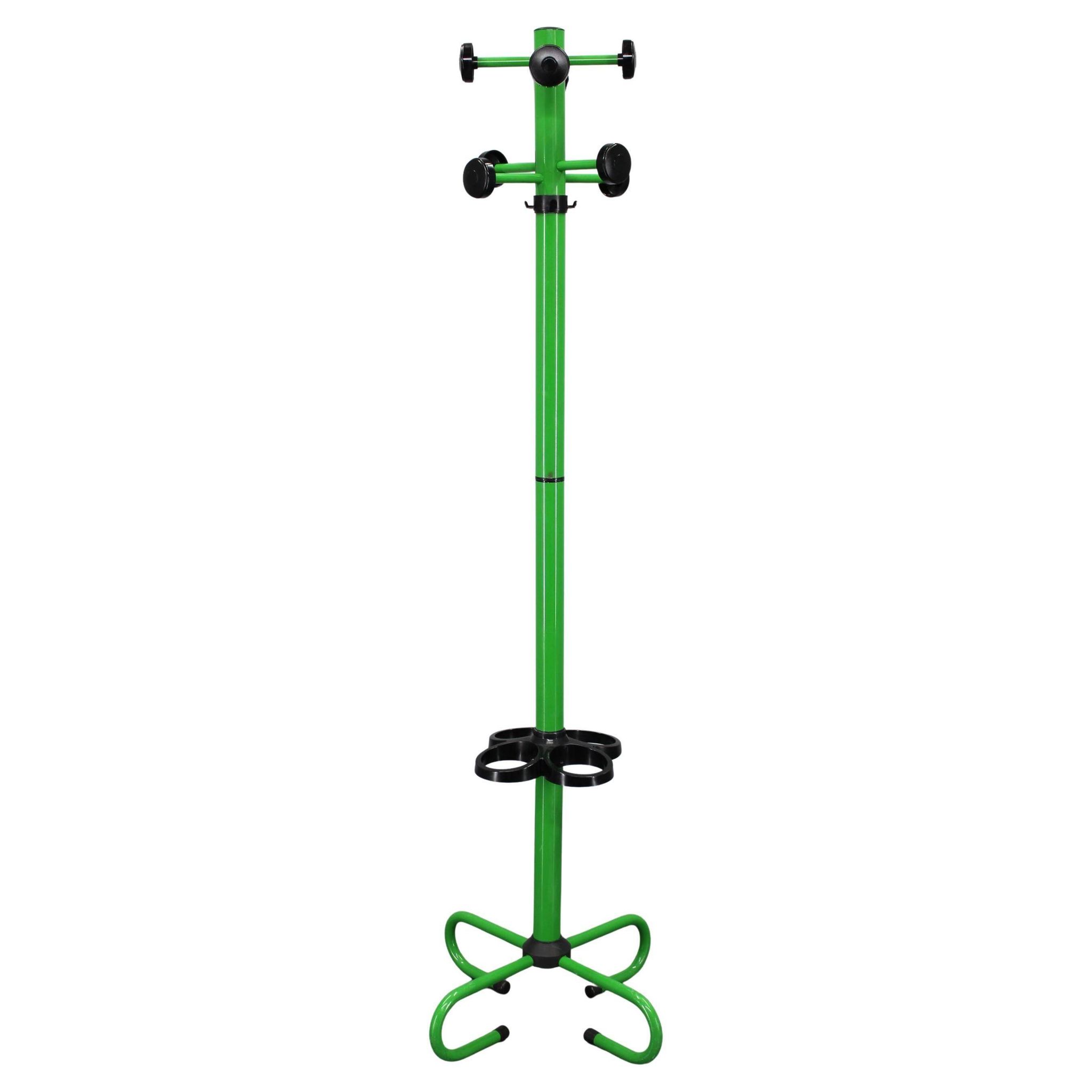 Porte-manteau italien en métal laqué des années 1970 avec porte-parapluie