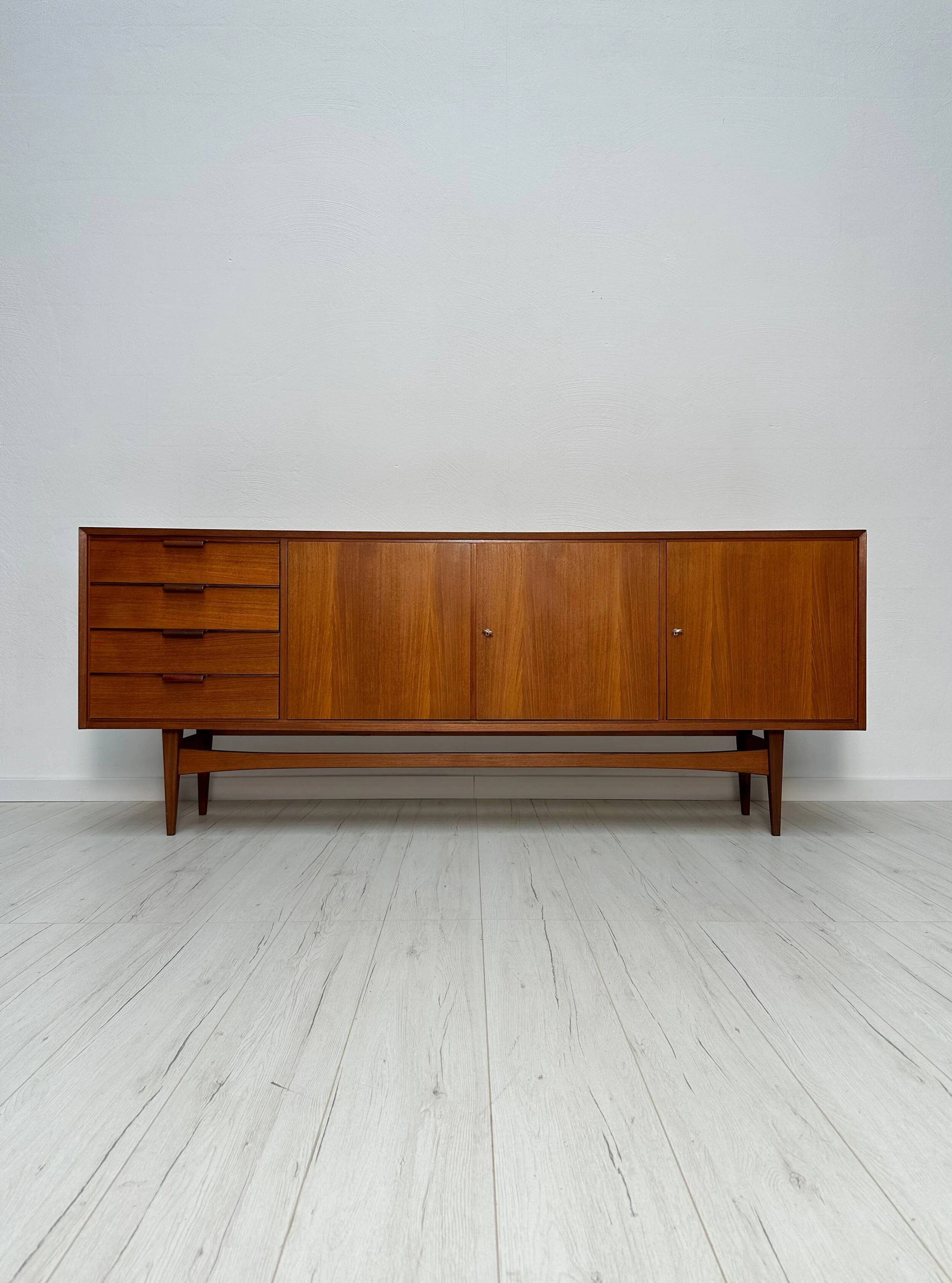 1960s Vintage Large Minimalistic Mid-Century Teak Sideboard