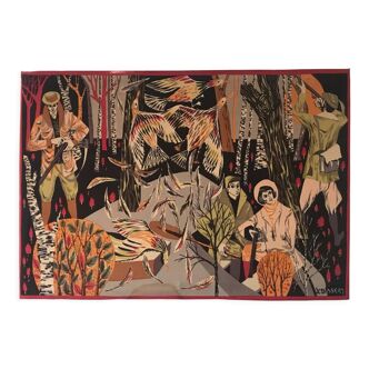 Mid-20th century wall tapestry signed Jean-Claude Bissery