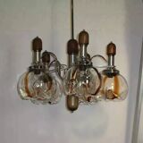 Murano glass chandelier in wood and chrome for Mazzega 60/70