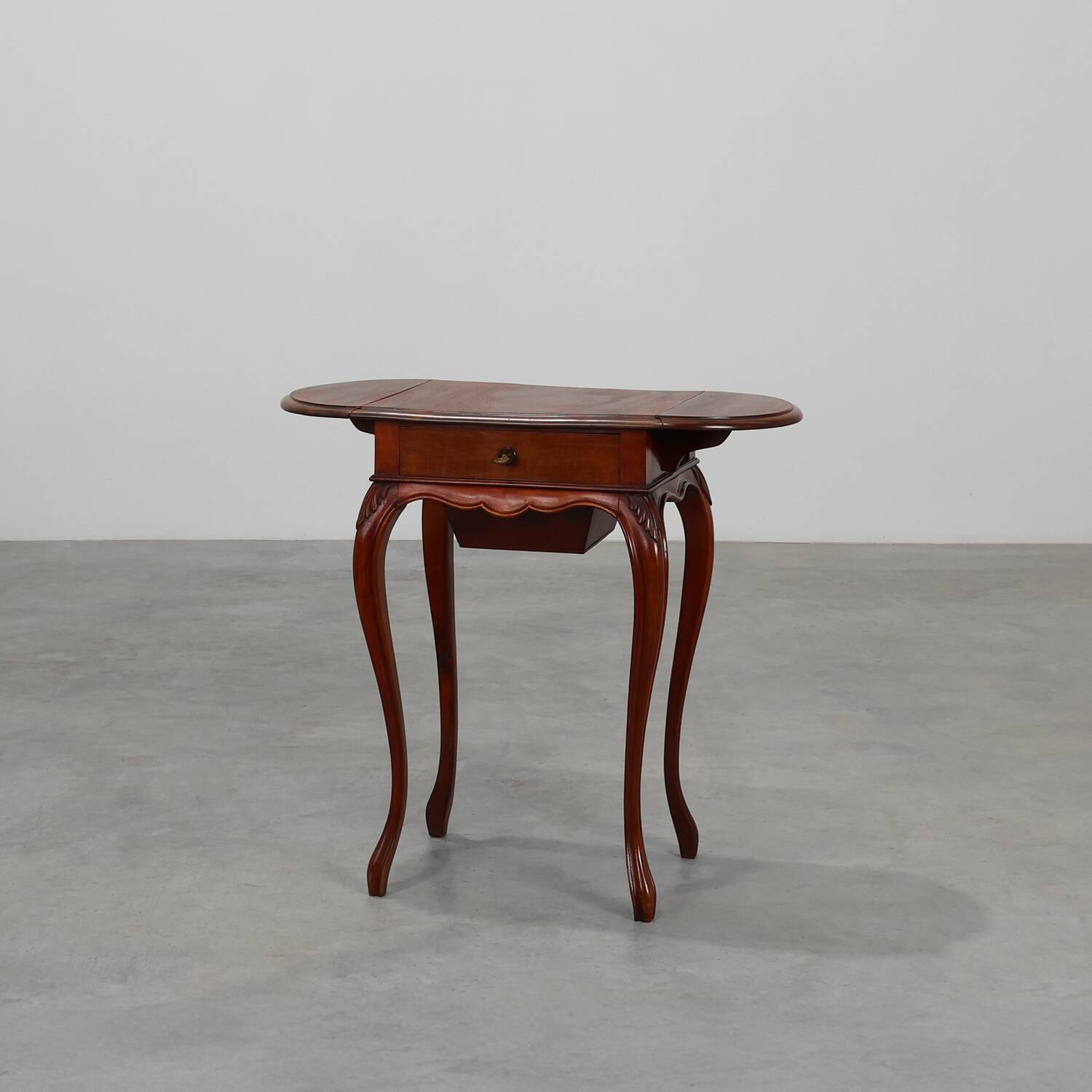 Late 19th‑Century French Louis XV Style Walnut Side Table with Drawer and S