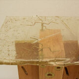Console table in exotic wood with resin top, 1990s