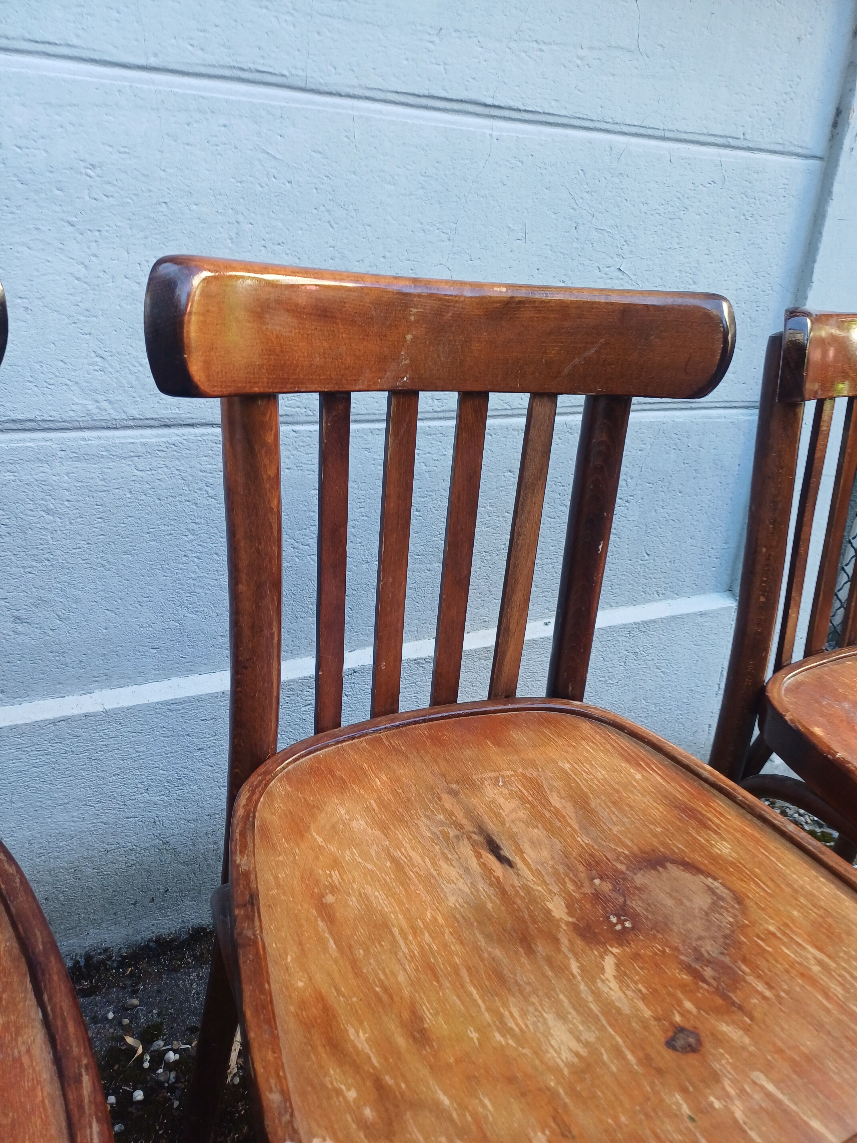 Set of 4 bistro chairs, Thonet type, Fischel, Baumann.