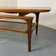 Mid-Century Danish Teak and Rattan Scandinavian Coffee Table, 1950s