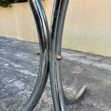 70s chrome metal and smoked glass table