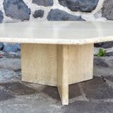 Octagonal travertine coffee table