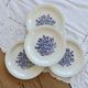 4 vintage porcelain dessert plates – Blue floral bouquet decoration