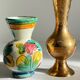 Vintage handcrafted ceramic and brass vases