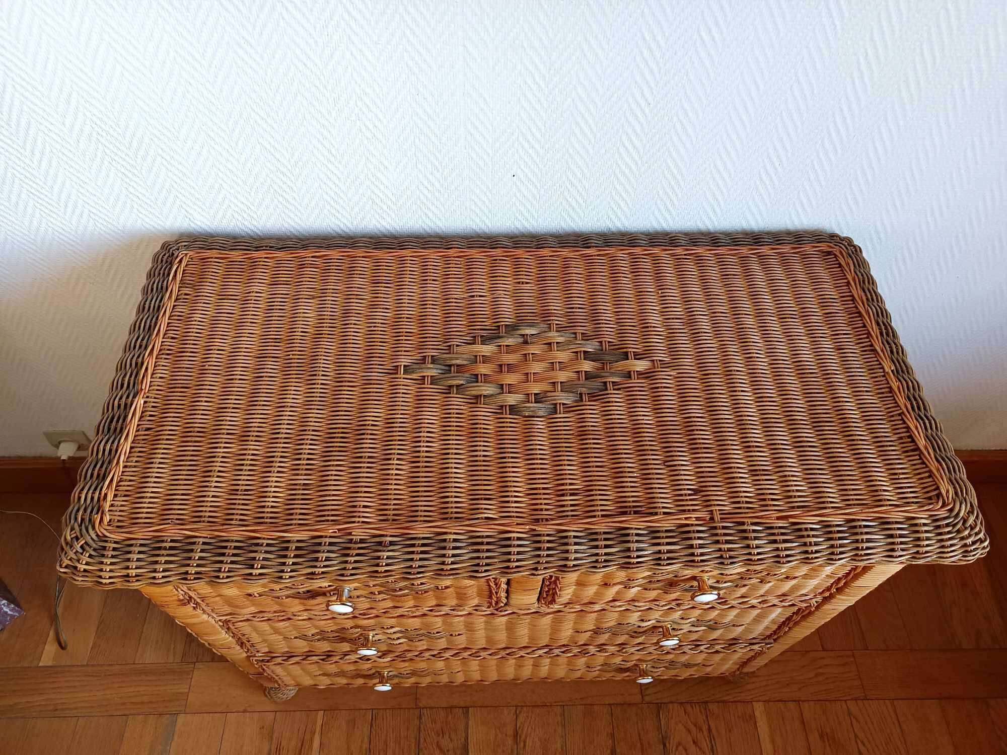 Commode en rotin vintage 1970