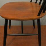 Vintage set of 4 ercol ebonized stick back chairs 1950s