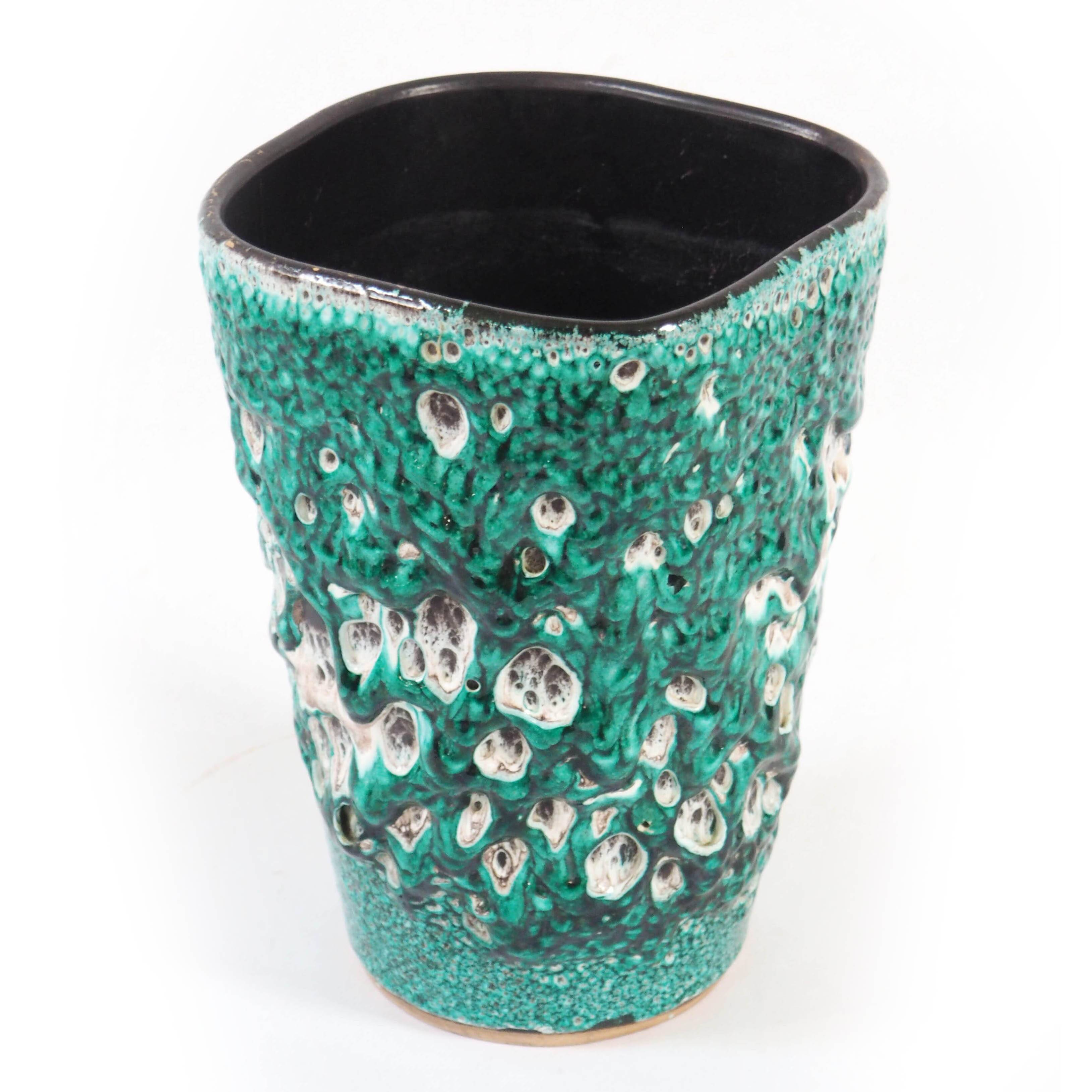 Fat lava turquoise vase