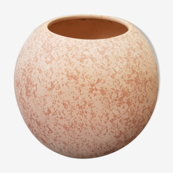 Vase boule céramique rose années 70 décoration vintage