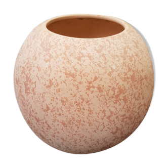 Vase boule céramique rose années 70 décoration vintage