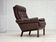 1970s, Danish armchair, original brown furniture leather.