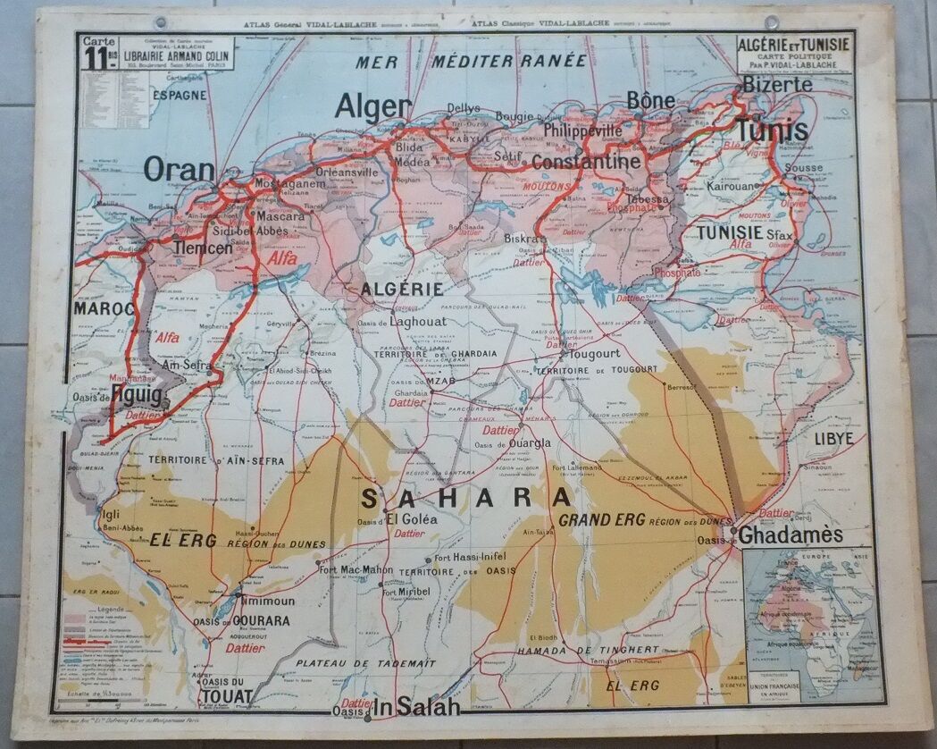 Map of school Vidal-Lablache No. 11 Algeria and Tunisia