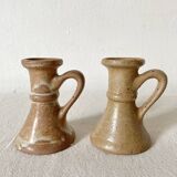 2 bougeoirs en grès