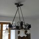 iron and opalin glass hanging lamp