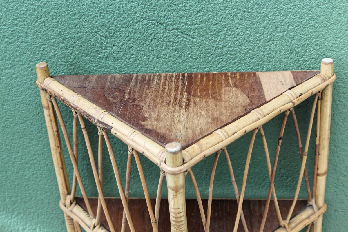 Rattan corner shelf