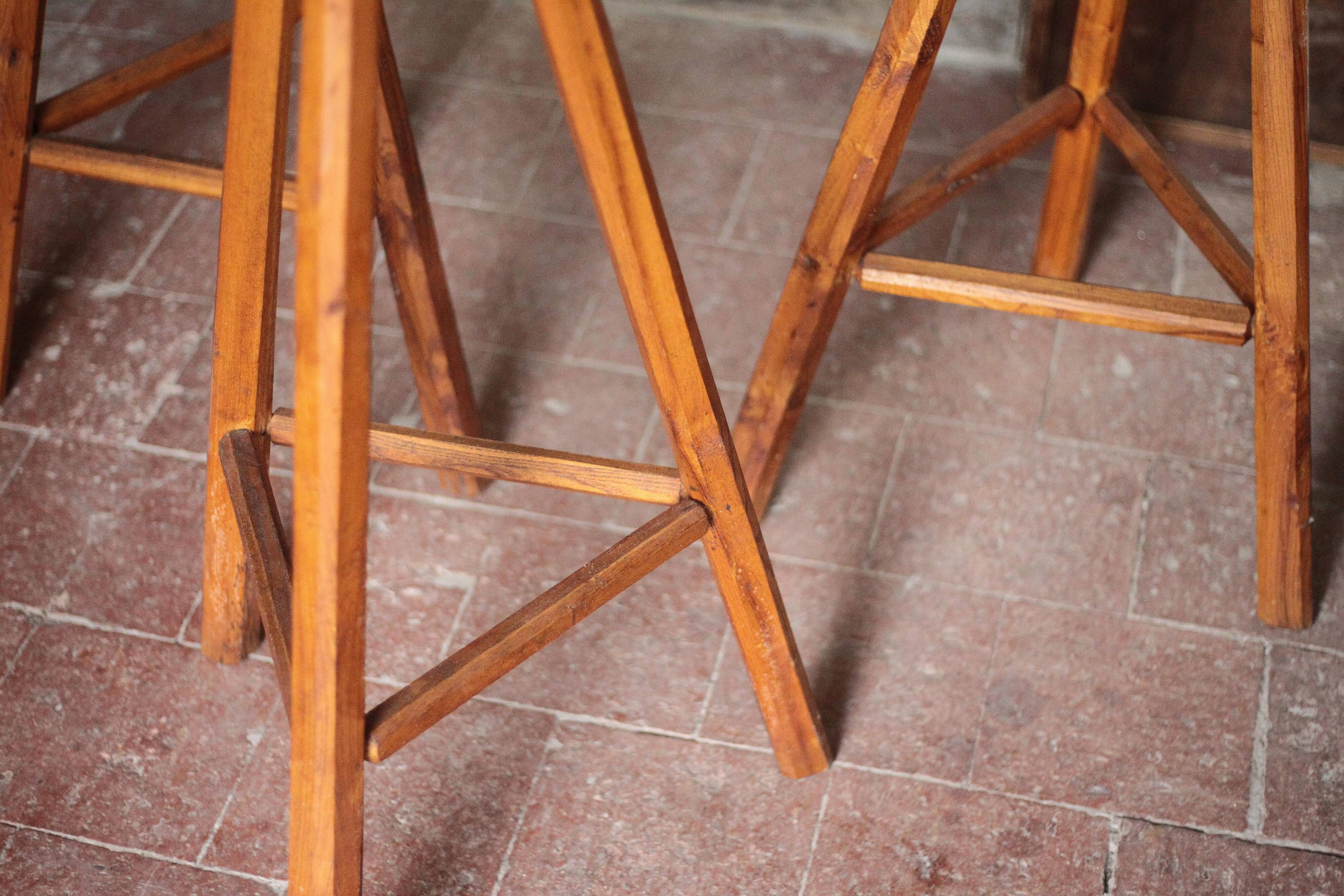 Bar stool X 3, wooden stool, brutalist stool, high stool, die