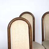 4 wooden and fabric chairs, 80s