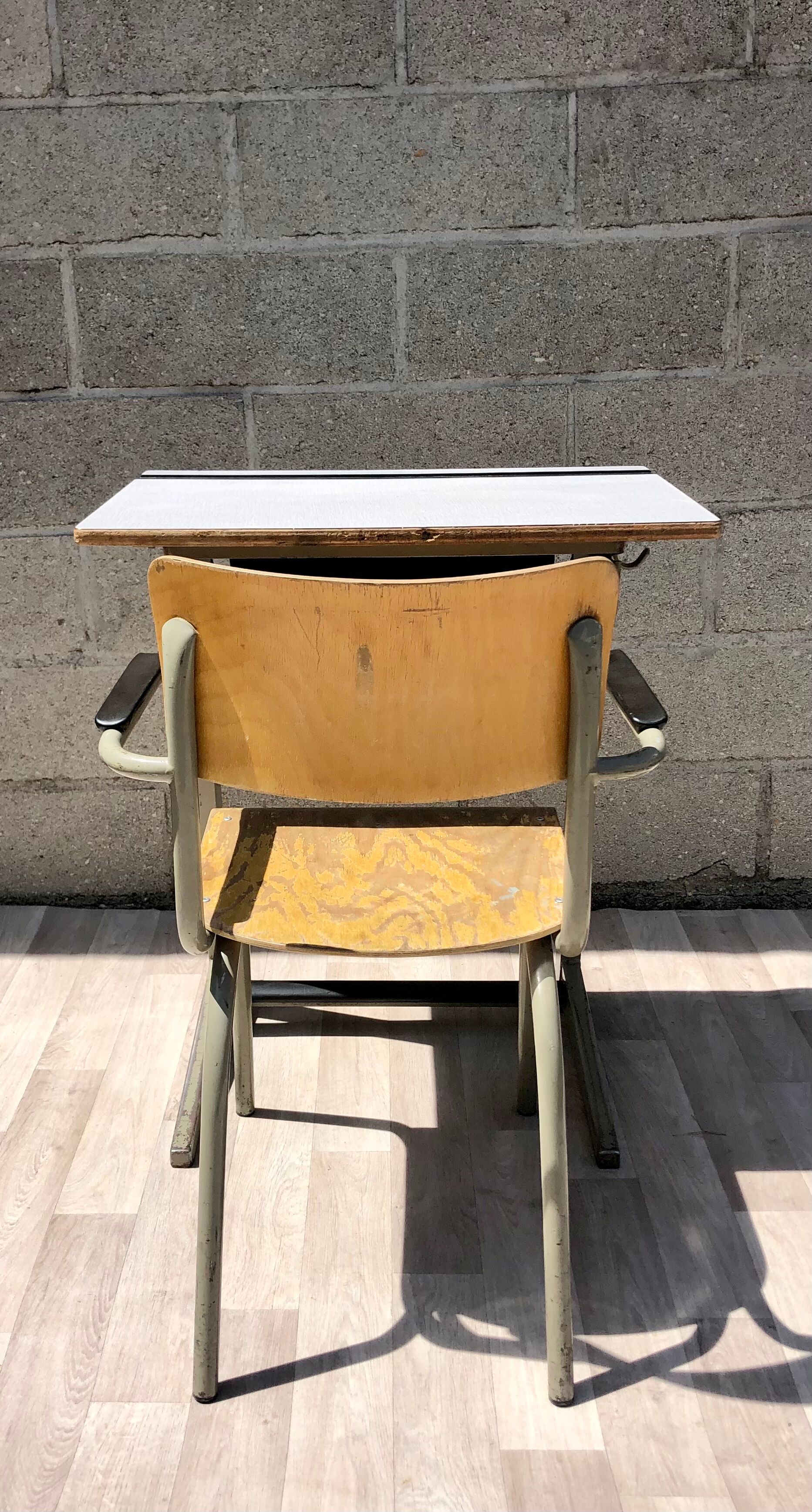 Vintage elbe industrial school office 1960 & tubax chair