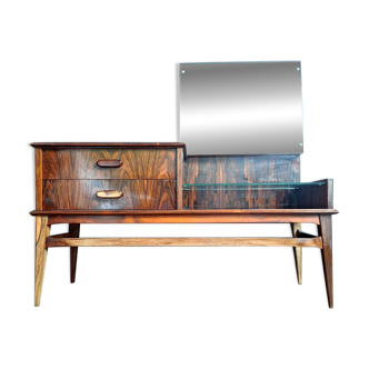 Vintage enfilade in rosewood, antique dressing table, chest of drawers.