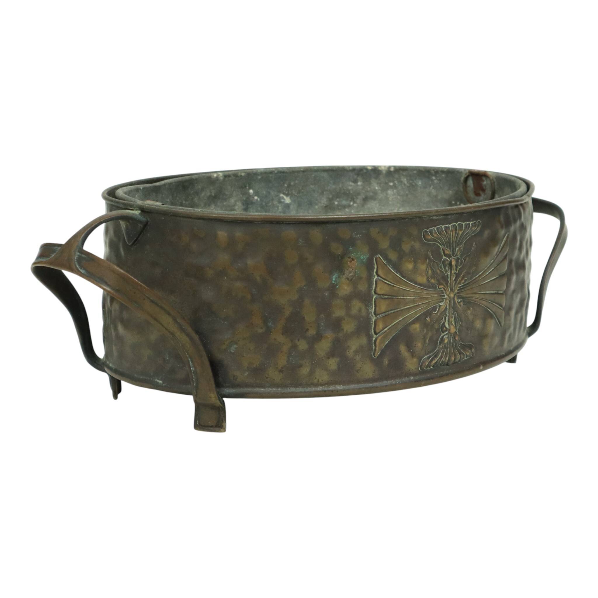 Antique Art Nouveau Brass Jardinière Planter