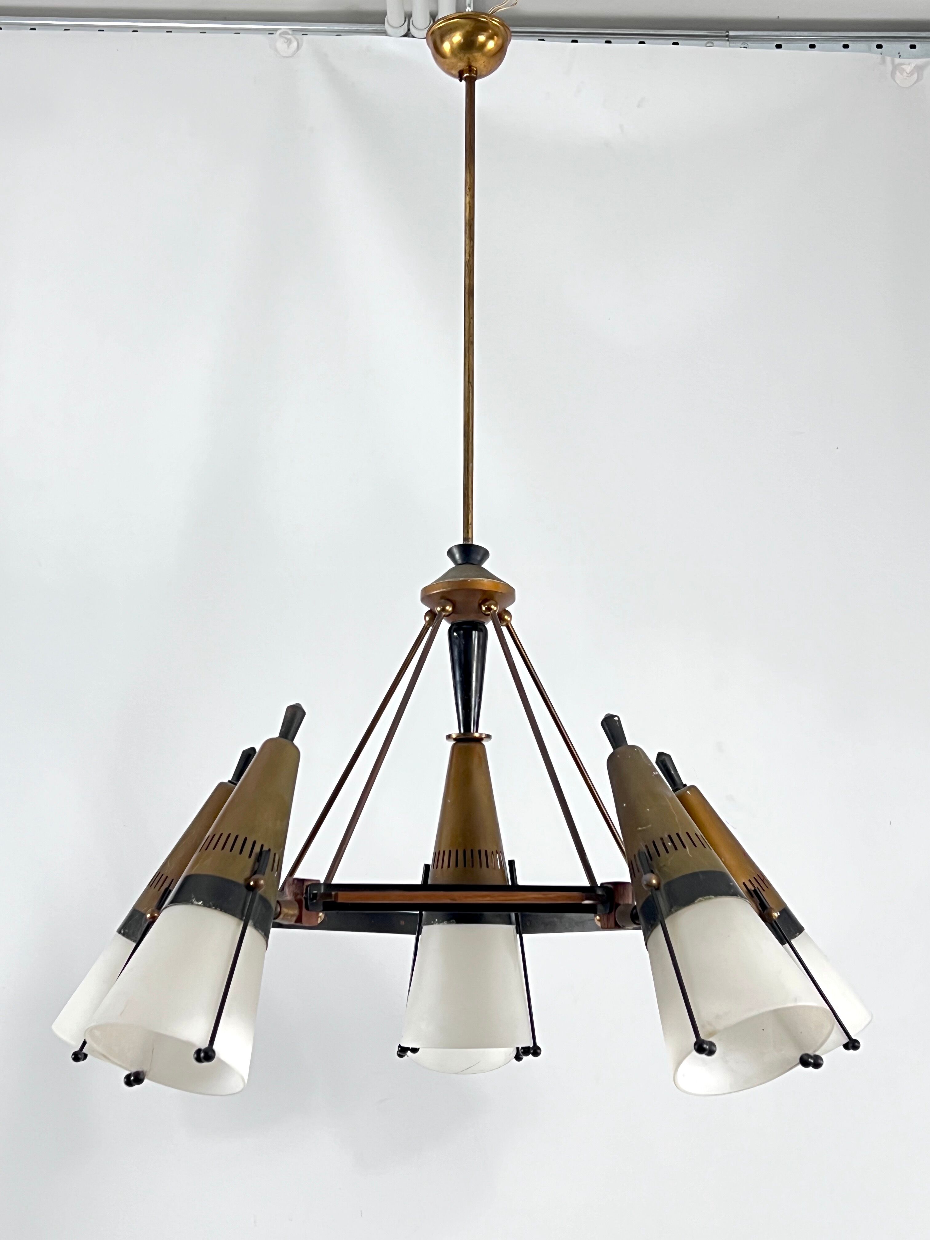 Mid-Century Modern sputnik chandelier, Italy 1950s