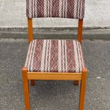 Scandinavian chair Baumann, solid beech wood with light beech and beige burgundy wool.
