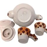 Panther teapot + 2 cups + 1 saucer