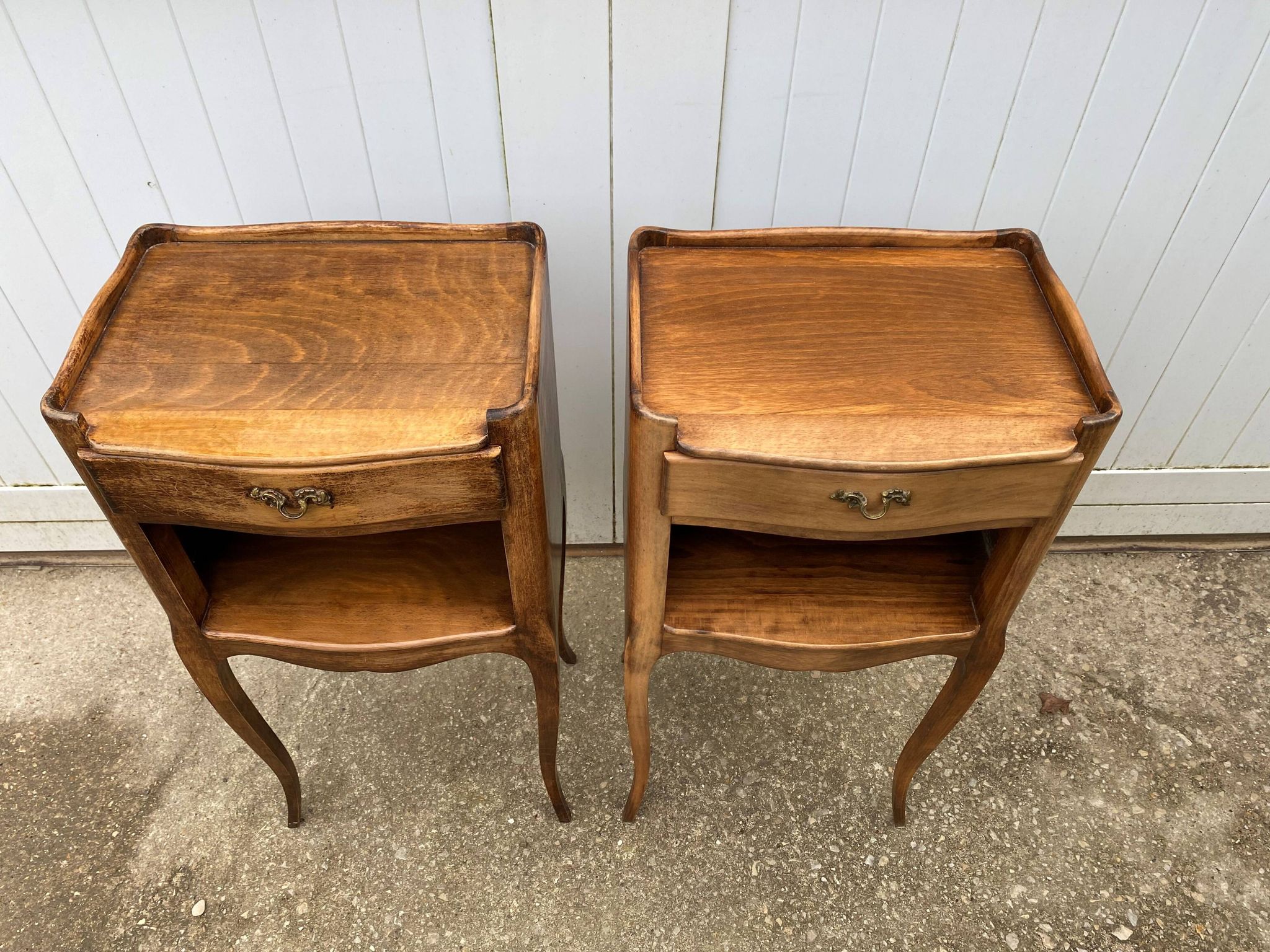Pair of bedside tables with 1 drawer and a niche, Louis XV style