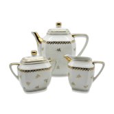 Service à thé ou café 3 pièces en porcelaine de Limoges Singer, années