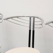 Set of 6 vintage chairs in chromed metal and white fabric, 1980s modernism