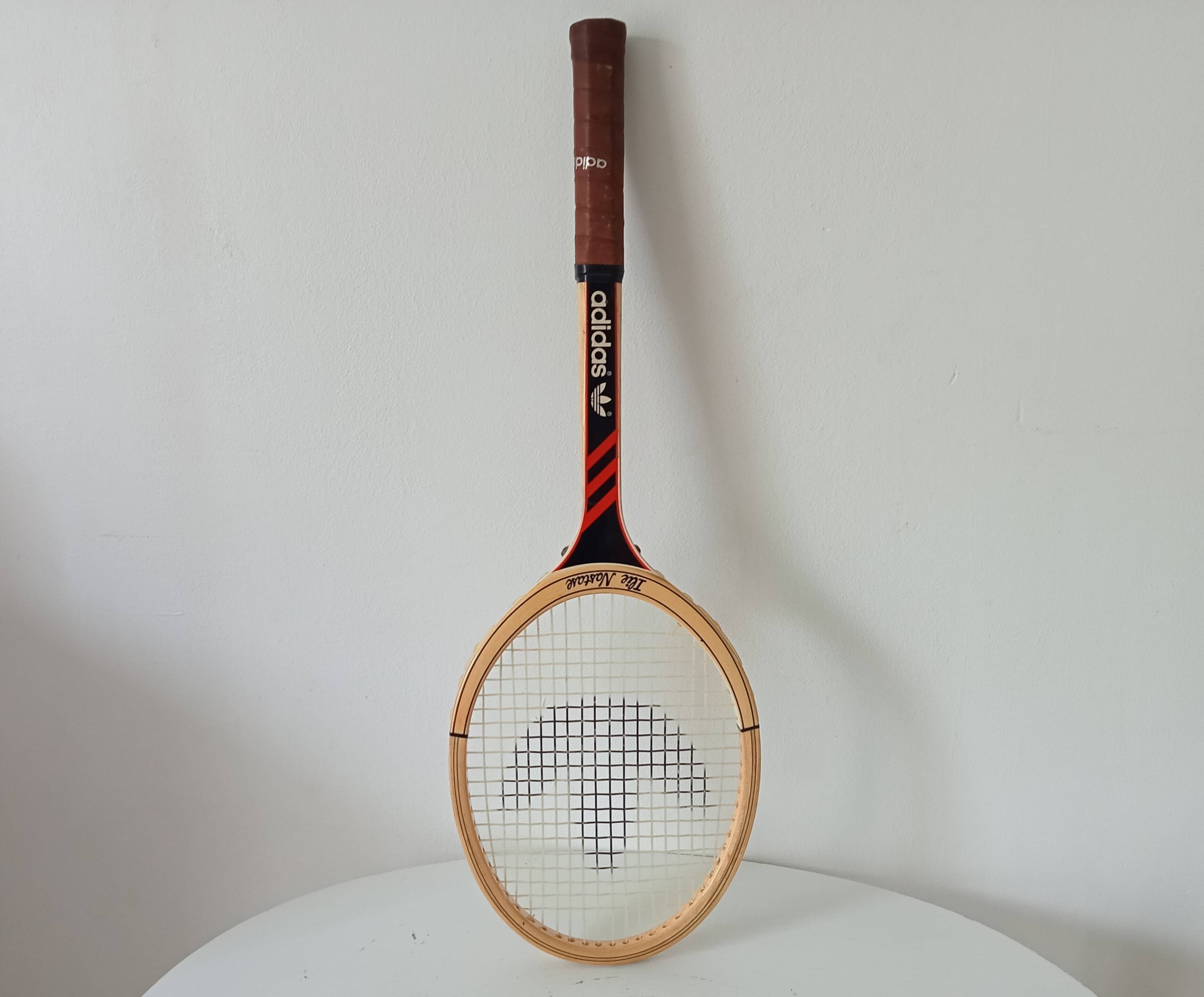 Vintage wooden tennis racket Ilie Nastase Adidas