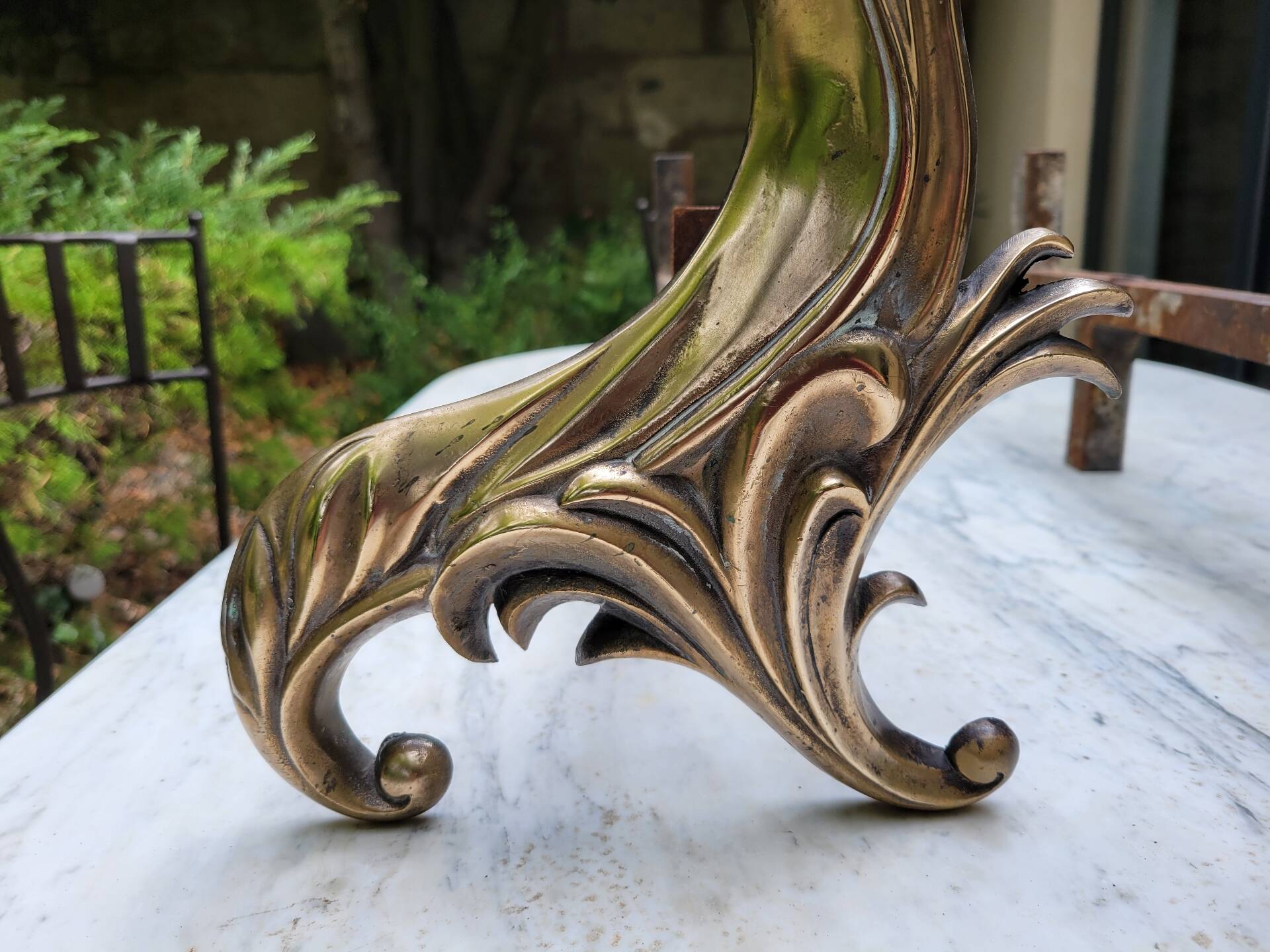 Gilded bronze chenets from the 19th century